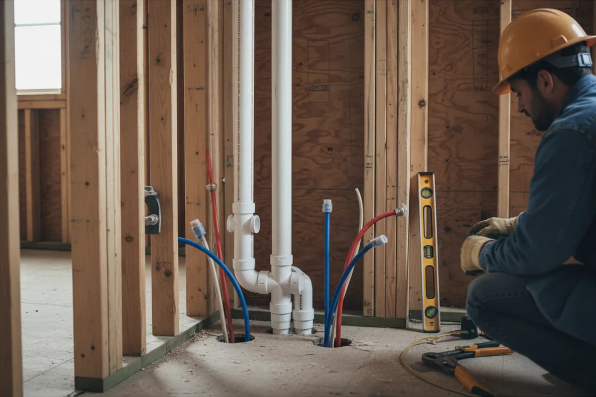 Drain and supply rough-in during Garbage Disposal Repair in Maiden