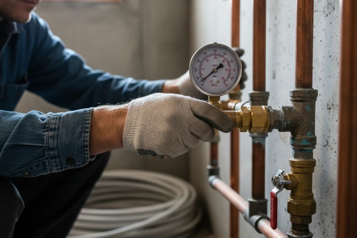 Pressure testing a repaired line during Water Line Repair in Maiden